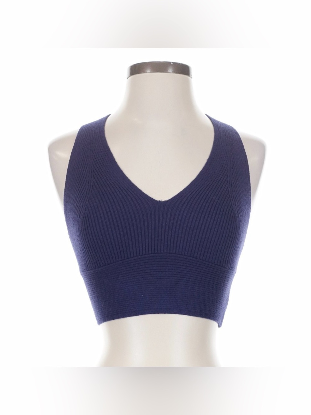 Everlane Ribbed V-Neck Crop Brami - Navy